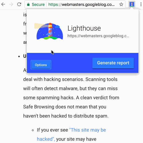 ابزار google lighthouse